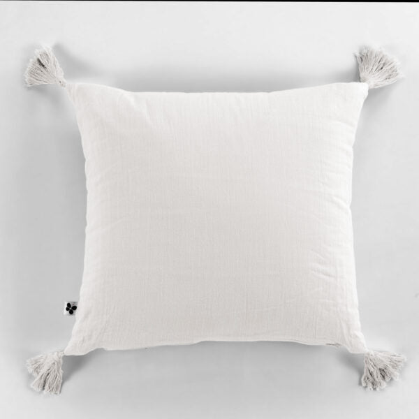 Coussin déhoussable - L'Effet Papillon - Gaze de coton, pompons.2 coloris