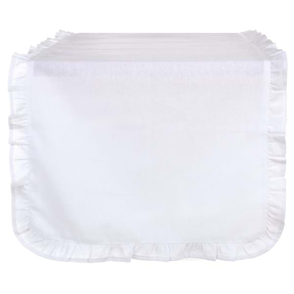 Chemin de table petits volants blanc – Collection Infinity – Blanc Mariclo (45×140)