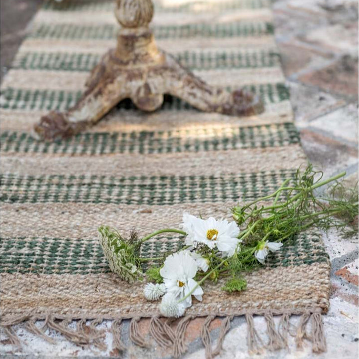 Tapis à franges en jute naturelle – Collection L’Erborista – Blanc Mariclo