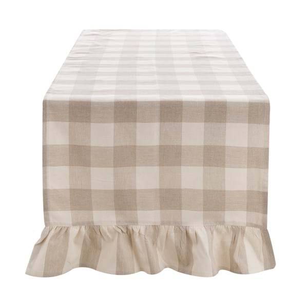 Linge de table & de cuisine – Collection BOLGHERI – Vichy beige naturel – Blanc Mariclo