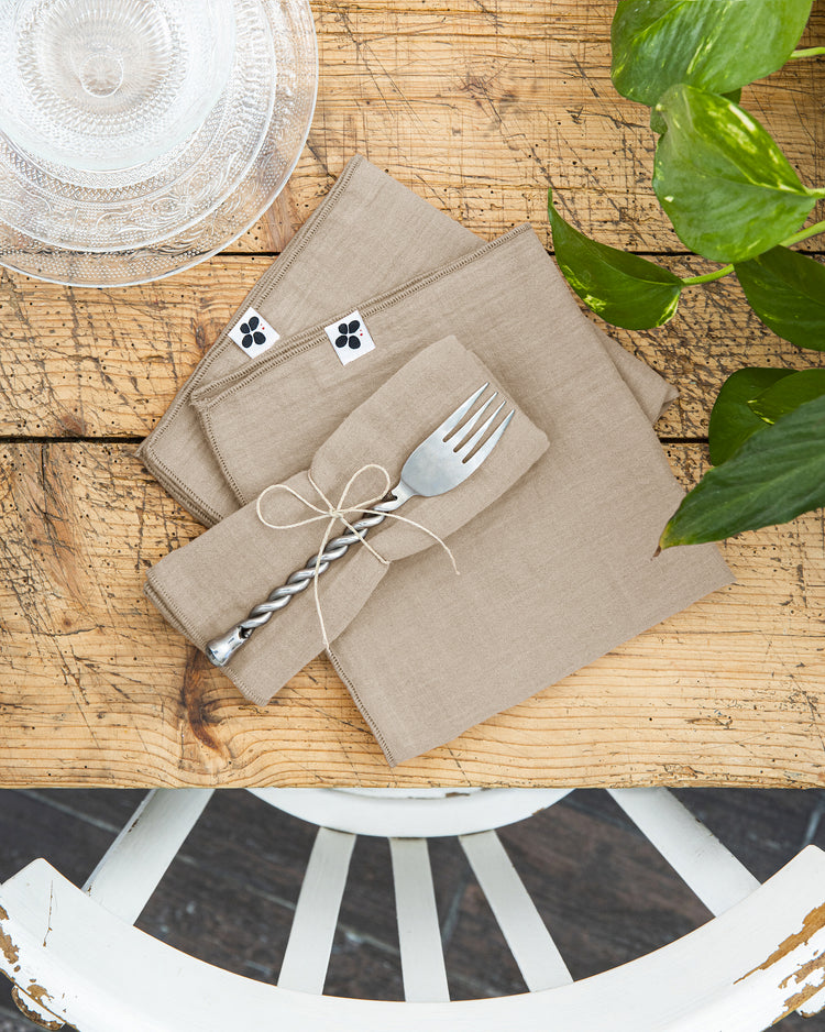Les 3 serviettes de tables - L'Effet Papillon - Gaze de Coton 5 couleurs
