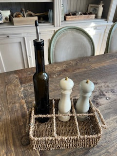 Plateau vintage compartimenté en fibres naturelles