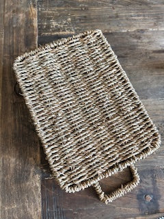 Plateau vintage compartimenté en fibres naturelles