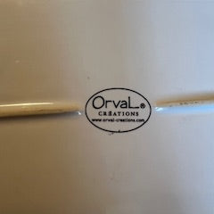 Plat rectangulaire Orval Créations – motif tricot & ruban rouge – 31,5 × 14,5 cm – Vintage Noël