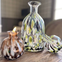 Vase bouteille en verre façon léopard