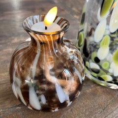 Vase bouteille en verre façon léopard