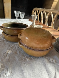 4 bols à oreilles T.G. Vallauris – terre cuite vernissée – années 1950