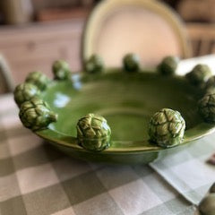 Centre de table Artichaut Vert – Céramique D33 × H11,5 cm –