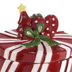 Pot en Céramique de Noël avec couvercle — Blanc ou Rouge Ø 16,5 cm × H 18 cm