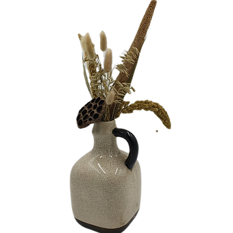 Vase cruche en céramique craquelé taupe et brun.