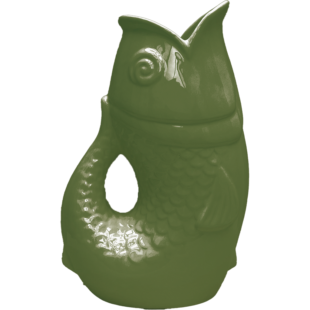 Vase ou pichet poisson kaki – Opjet Paris – M ou XXL – céramique déco