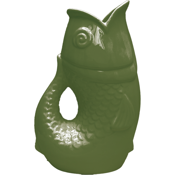 Vase ou pichet poisson kaki – Opjet Paris – M ou XXL – céramique déco