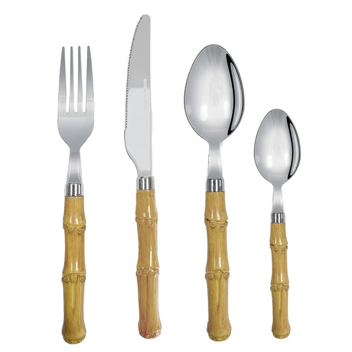 Set de 4 couverts façon bambou – Opjet Paris – inox & ABS