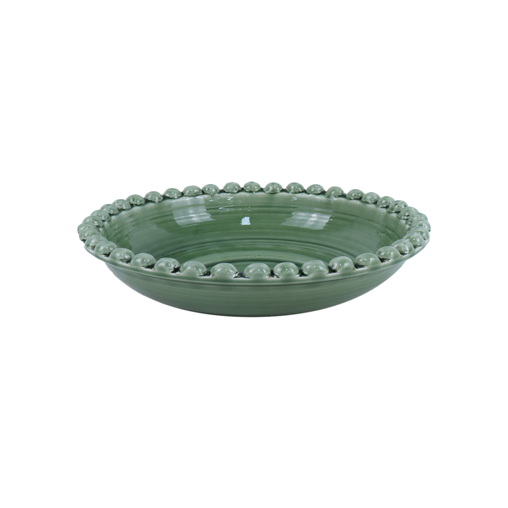 Centre de table perlé Matcha – Céramique D34 × H9,5 cm – Opjet Paris