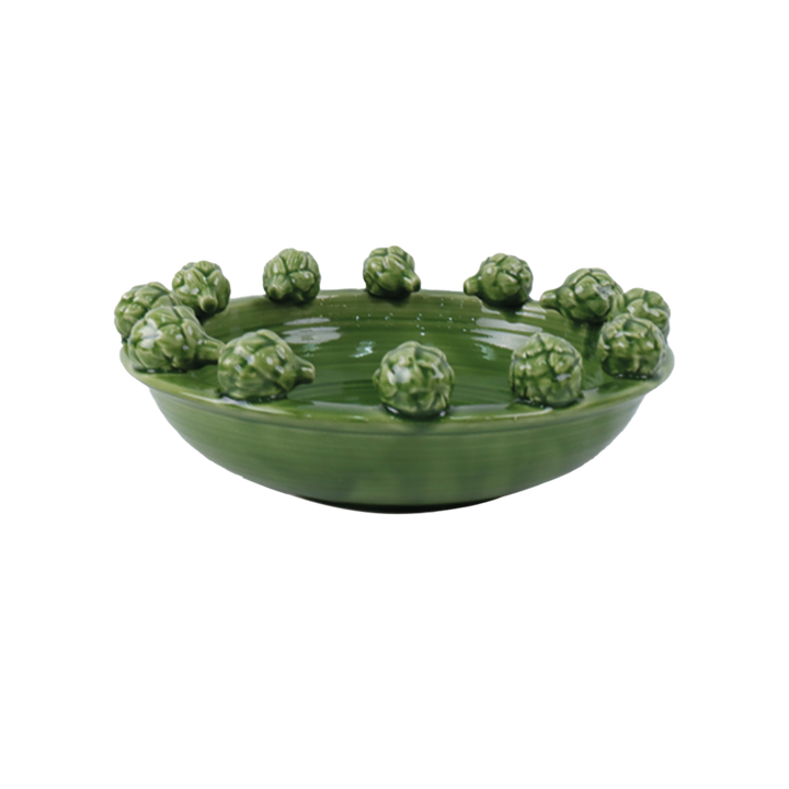 Centre de table Artichaut Vert – Céramique D33 × H11,5 cm –
