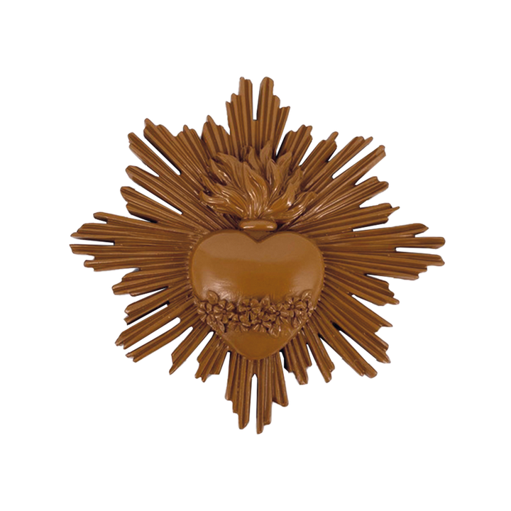 Déco Ex-Voto Cœur – Rouge ou Brun – L14,5 × P2 × H13,5 cm