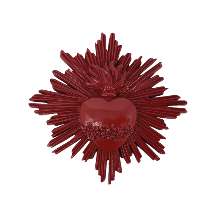 Déco Ex-Voto Cœur – Rouge ou Brun – L14,5 × P2 × H13,5 cm