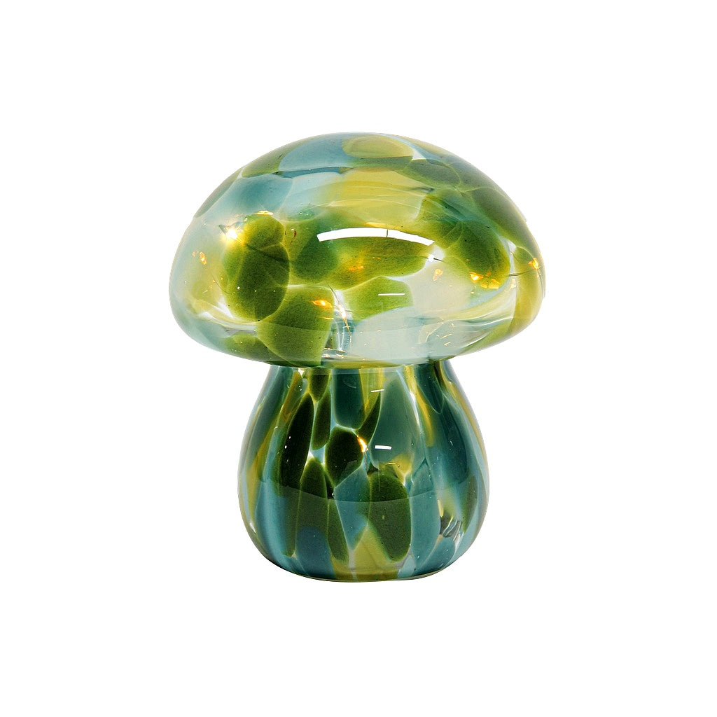 Lampe décorative LED champignon en verre tacheté – Opjet – Ø13,5 x H15,5 cm