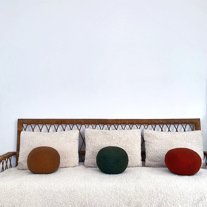 Coussin rond Teddy Ophélia kaki – Ø30 cm