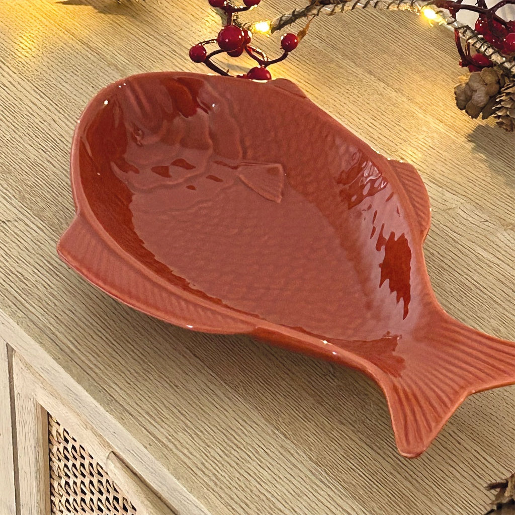 Coupelle poisson en faïence Opjet – 3 couleurs au choix (marine, terracotta, matcha) – 23 cm
