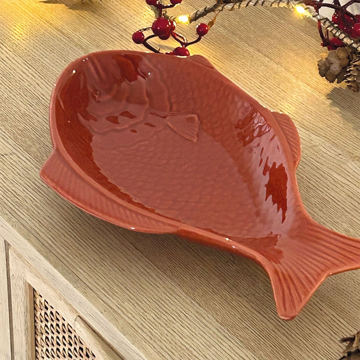 Coupelle poisson en faïence Opjet – 3 couleurs au choix (marine, terracotta, matcha) – 23 cm