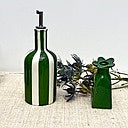 Huilier en faïence rayé vert sapin et blanc – Opjet – 22 cm