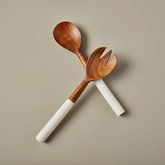 Couverts à salade Marbre et Bois. Be Home Europe - Déco Nord Sud