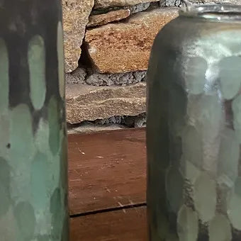 Vase et photophore , Verre oxydé. - Déco Nord Sud