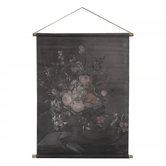 Impression florale sur toile noire. 97  /  76 cm. - Déco Nord Sud