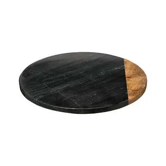 Planche tournante  marbre noir et bois de manguier. - Déco Nord Sud
