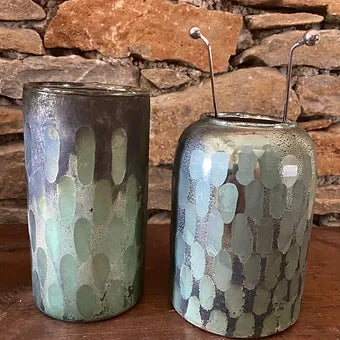 Vase et photophore , Verre oxydé. - Déco Nord Sud