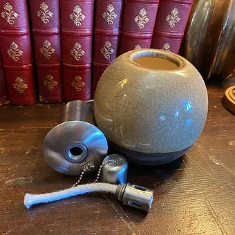 Lampe à huile en céramique craquelée - Déco Nord Sud