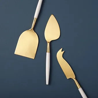 Couverts à fromage, dorés blancs. Be Home Europe - Déco Nord Sud